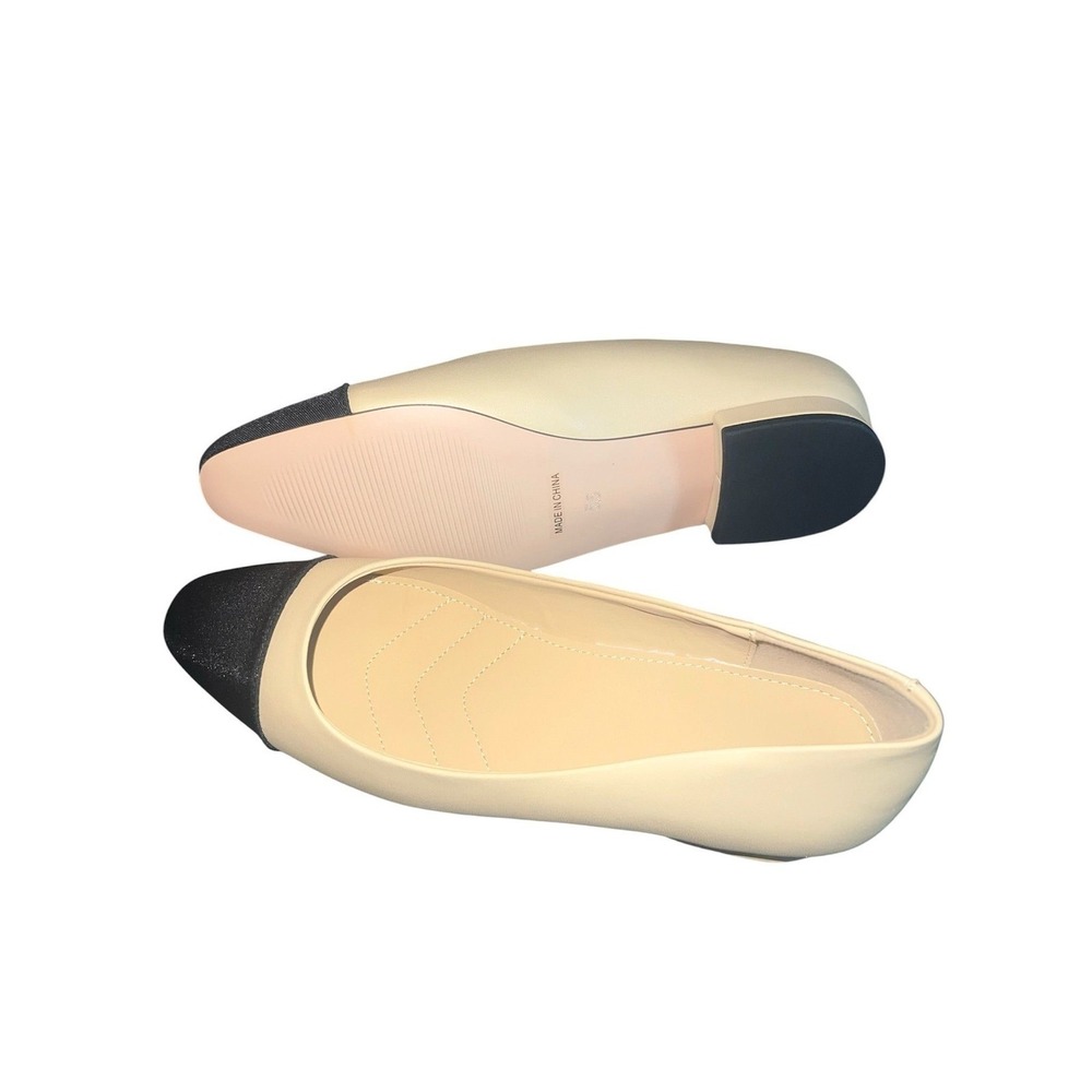 40.-   Women Cap Toe Flats Shoes Slip On Two Tone Square Round Toe Ballet Flats